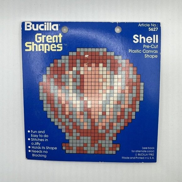 Bucilla Other - Vintages Bucilla Great Shapes 1982 Pre-Cut Plastic Canvas Shapes Shell No 5627